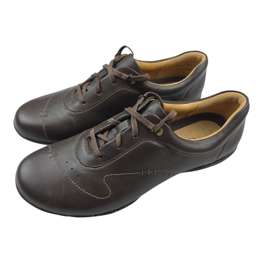 Clarks Unstructured Un Halsie Leather Lace Up Shoes 10 Brown Comfort Walking